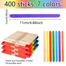 Pack of 400 Wooden Sticks, Ice Sticks for Crafts, Wooden Spatulas for Ice Cream, Mouth Spatulas - Wooden Sticks for Various Crafts