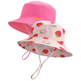 Baby Sun Hat Kids Summer UPF 50+ Toddler Bucket Hat Wide Brim Adjustable Beach Hats for Boys Girls Age 0-6 Years
