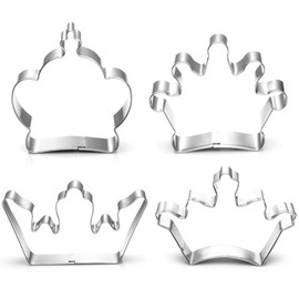 KAUNTY 4-Piece Crown Cookie Cutter Set, Stainless Steel Biscuit Cutters, King Crown, Queen Crown, Prince Crown and Princess Crown