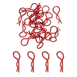 MECCANIXITY 20pcs 30-Degree Angle RC Body Clips Bent Springy R Pins 25x1.4x10mm for All 1/8 1/10 Scale Model RC Car Crawler Truck Shell Replacement(Red)