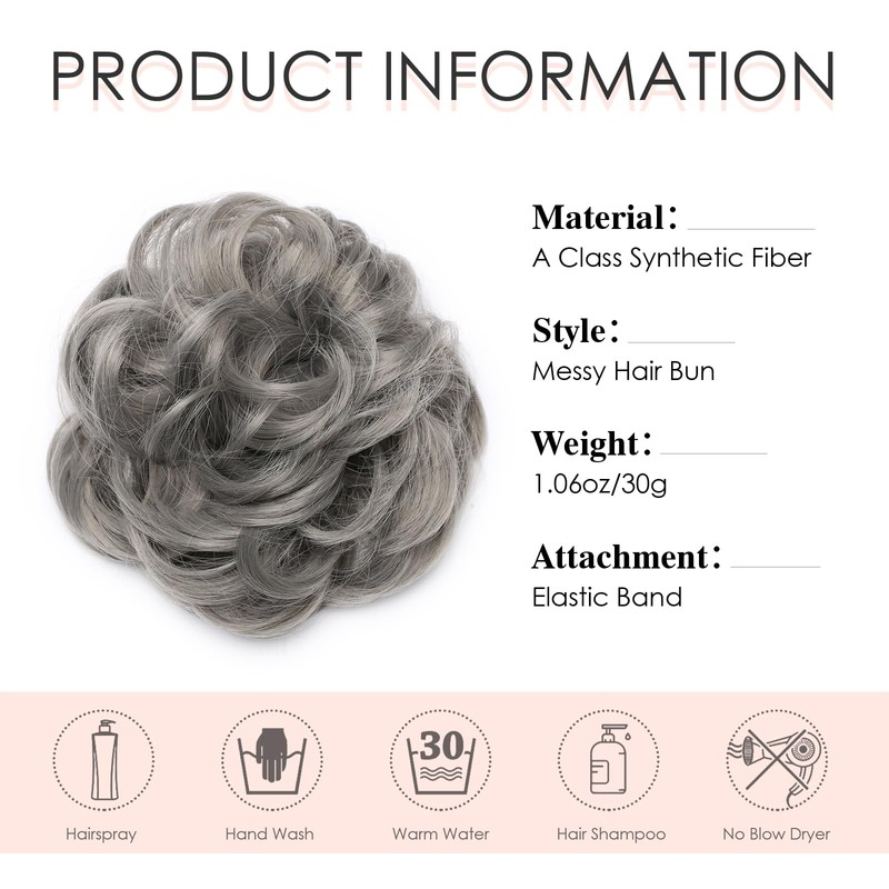 MY-LADY Messy Hair Bun Hair Scrunchies Extension Curly Wavy Thick