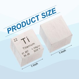 PATIKIL 1 Inch Titanium Cube Metal Element High Density Block Pure Periodic Magnesium Block for Element Collections Teacher Lab Scientific Experiment, 25.4 mm