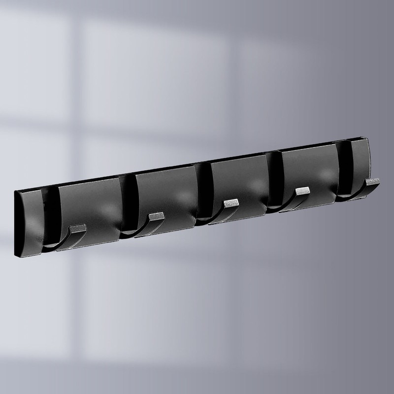 Thickened Invisible Hook 5 Hook Wall Mounted Coat Rack Folding