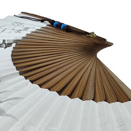 DAILY SSUUP] O-juk-sseon Hand Folding Fan - Korean Tradition Fan Korean Paper Bamboo Frame Folding Fan, Portable Hand Folding Fan, use as Oriental Interior Accessories (Bamboo)