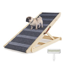 YaFiti Dog Ramp for Bed, Folding Wooden Pet Ramp for Small Large Dogs Cats, 7 Adjustable Height from 10.8" to 26.6", Portable Stable Dog Pet Steps for Car Couch High Bed, Supports Up to 200lbs