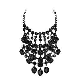Ever Faith Costume Jewelry Rhinestone Crystal Bib Statement Chunky Collar Necklace for Women Girls Black