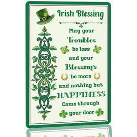 Metal Tin Sign-Irish Blessing Sign Irish St Patricks Day Inspirational Wall Art Decor Rustic Plaque for Home Kitchen Women cave Bathroom Cafe Bar Signs 8x12 Inch