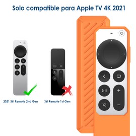 Suppeak Silicone Case Compatible with Apple TV 4K 2021 2022 Generation/Apple Siri 4K - Shockproof/Anti-Slip/Scratch Remote Control Cover - Orange