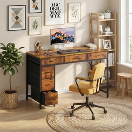 HLDIRECT 47" Computer Desk with 6 Drawers & Large Storage Space