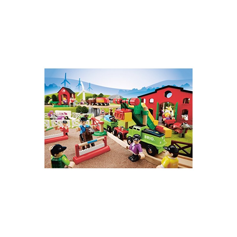 BRIO 33795 - Pferde-Parcours, 7-teilig, Bauernhof Tiere