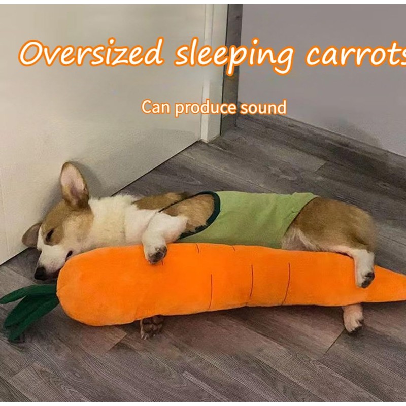 Giant 29.5'' Anxiety Relief Carrot Plush for Dogs - Squeaker