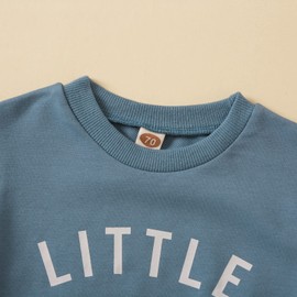 Baby Boy Clothes Toddler Fall Winter Outfits Long Sleeve Crewneck Sweatshirt Pullover Top + Jogger Pants Sweatsuit Set(Little Dude Blue,12-18M)