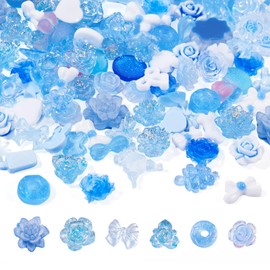 PandaHall 30g Nail Charms Luminous Flower Resin Cabochons Blue Heart Butterfly Bowknot Dome Flatback Cabochons for Nail Art Decoration Scrapbooking Embellishment