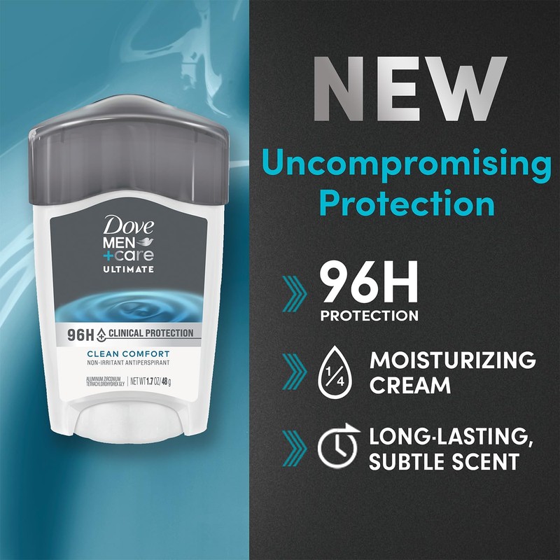 Dove Men+Care Deodorant, 96H Clinical Protection Antiperspirant, Clean Comfort 3-Pack
