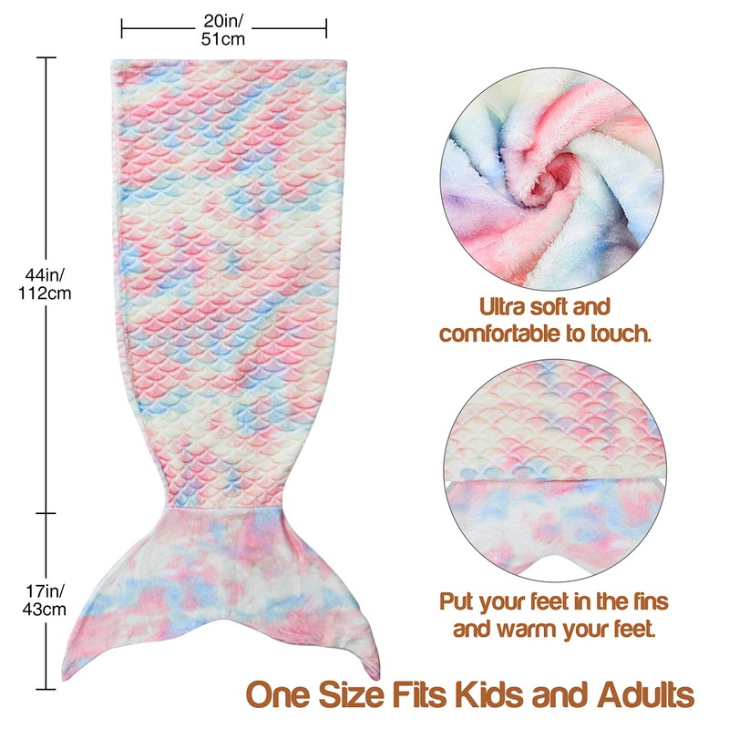 Catalonia Classy Mermaid Tail Blanket, Soft Warm Plush Fleece Sleeping