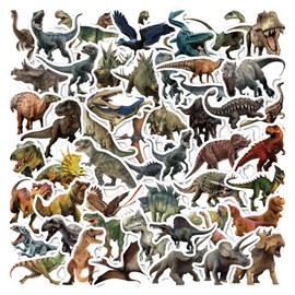 AquaLoach Dinosaur Stickers Set of 50 Design Stickers Waterproof PVC Stickers Dinosaur Tyrannosaurus Triceratops Pteranodon