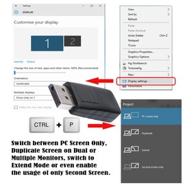 cablecc Virtual Display Adapter DP Displayport Dummy Plug Headless Ghost Display Emulator 2560x1600p @ 60Hz