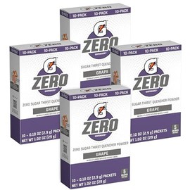 G Zero Thirst Quencher Powder Packets, 0.10 oz Individual Packets (40 Count) (Grape)