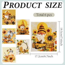 CREATCABIN 6Pcs Swedish Dishcloths for Kitchen Reusable Swedish Dish Towels Gnomes Absorbent Swedish Dish Rags Sunflower Bee Washable Sponge Cleaning Cloths No Odor Fast Drying Dish Cloths 7.6x6.7Inch