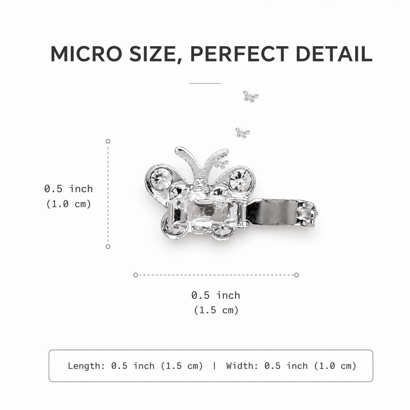 10 PCS Mini Rhinestone Butterfly Hair,Decorative Barrettes for women