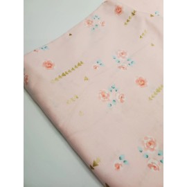 Michael Miller Fabrics Violet Craft Fabric Floral Michael Miller Cotton Gold Metallic Pink FAT QUARTER