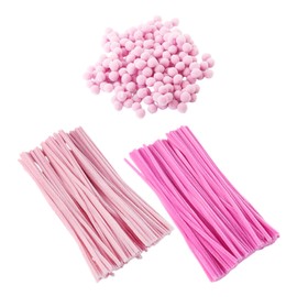 OAOSDH 200 Twist Sticks and 100 Pom Poms, DIY Craft Materials, Children's Toys, Creative Handmade Toy, Can Make Flowers, Animals and Dolls