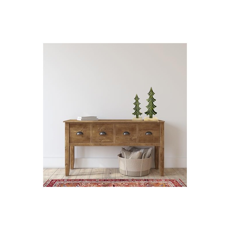 Wood Tree Decor - Set of 2 Green Glazed Wooden