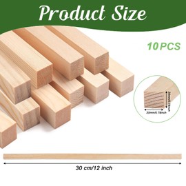 Square Wooden Dowel Rods Dowel Rods Wood Sticks Wooden Square Dowel Rods for Crafting,Unfinished Square Hardwood Sticks for Arts and DIYers, DIY Projects, Home Decor (20mm)