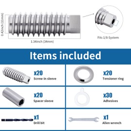 RiaYer 20-Pack Invisible Cable Railing Kit, 1/8" T316 Stainless Steel Tensioner Hardware for Wood Posts Deck Railing System, Reusable Swage Lag Screw Set for 10 Cable Runs