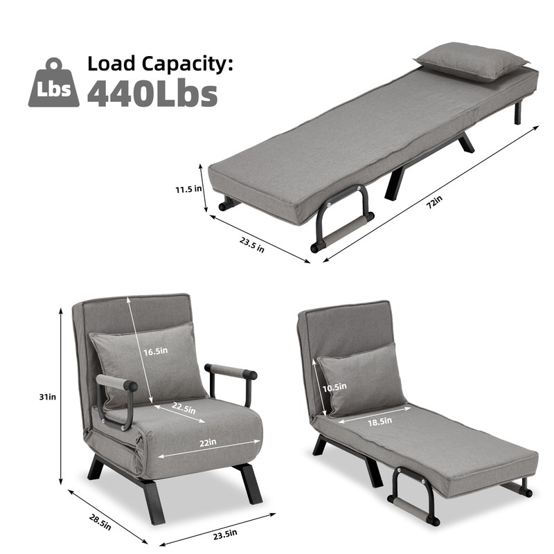 Convertible Sofa Bed Sleeper Chair,Single Person Chaise Lounge Couch with