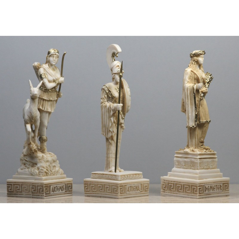 greekartshop Set of 3 Greco-Roman Goddess Artemis Demeter Statue Sculpture