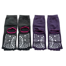 Mode Select P10 Women's Yoga Pilates 5 Toe Socks, Non-Slip, Fingerless, Hollow Out Heel, Gym, Yoga Wear, Yarn 100% Cotton, 8.7 - 9.8 inches (22 - 25 cm), Set of 2 Pairs (Choose Color)