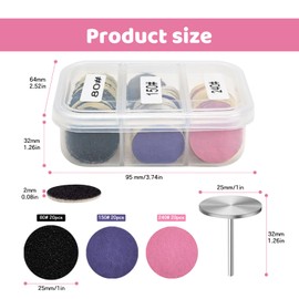 60 Pcs Replacement Sandpaper Discs, Sanding Paper Discs with Metal Nail Drill Bit Foot Files Replacement Sandpaper Discs for Dead Skin Cuticle Remover Manicure Pedicure Tools (#80#150#240 Grits)