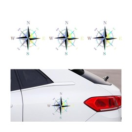 Adunsiaoto Compass Car Sticker, Car Compass Pattern Stickers, Outdoor Waterproof Adventure Car and Decals, Window Sticker, Adaptable, for All RV Truck Bumpers (Colourful)