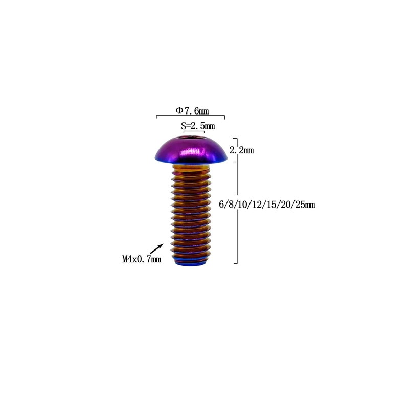 RISON Pack of 5 Titanium Rounded Head Screws with Hexagon