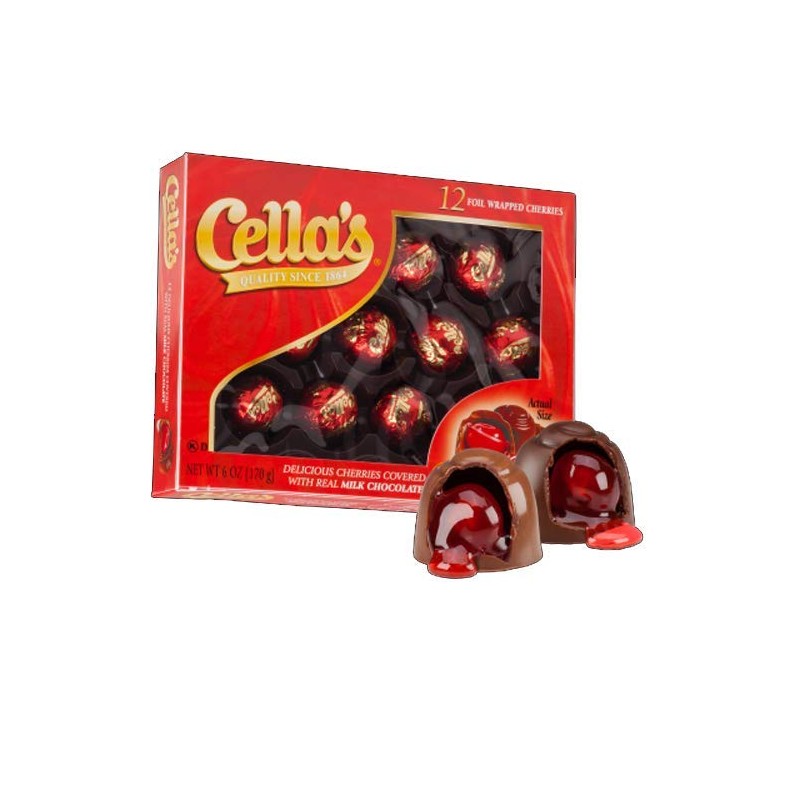 Cella's Milk Chocolate Foil Wrapped Cherries 12 Count Gift Box