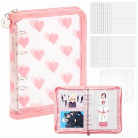 Sticker Pad A6 Binder Refill, 6 Holes, Removable, Zipper, Transparent, For Girls, Cute, Large Capacity, Stylish (Pink, Seal Pad A6)
