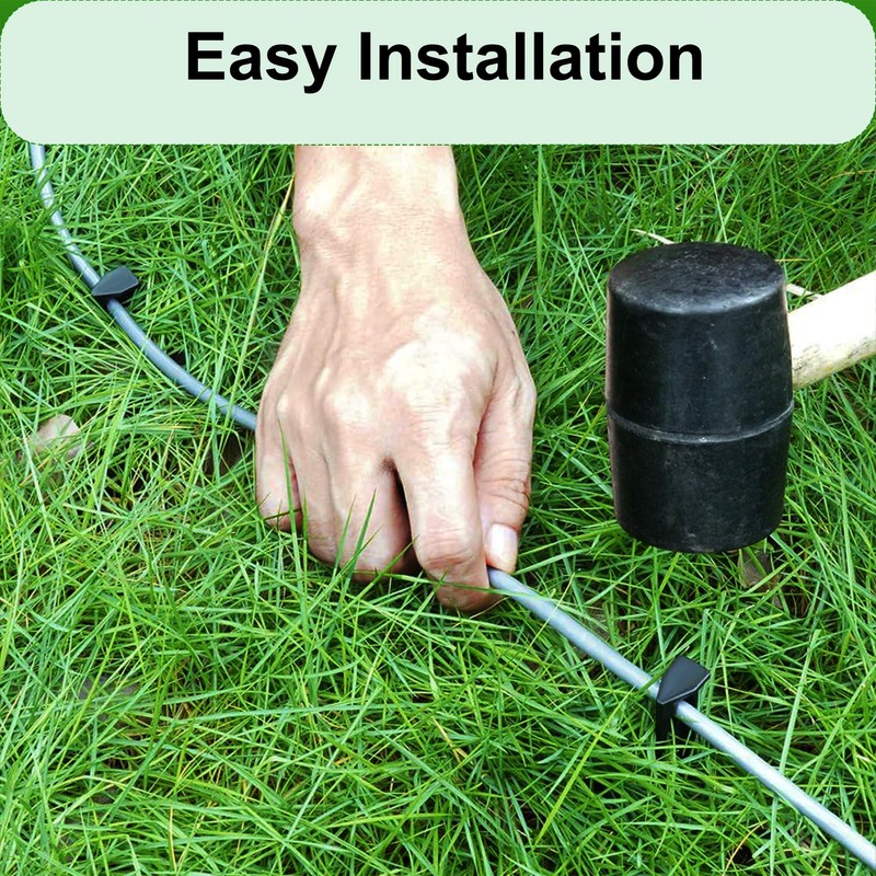 YUNYU 100Pcs Lawn Edging Pegs, 8.5cm Black Landscape Boundary Wire