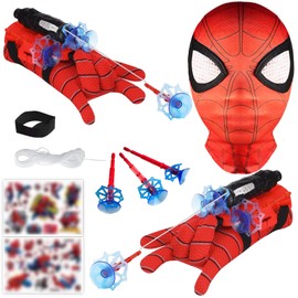 TKGEOUE Spider Launcher Glove Wrist Toy Set Hero Gloves Toy Hero Launcher for Cosplay Glove Funny Educational Toy with Kids Mask Kids Gift