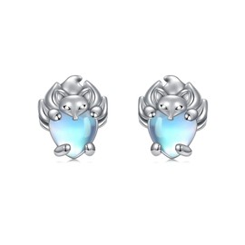 Shusukue Fox Earrings for Women Sterling Silver Fox Stud Animal Stud Earrings Birthday Christmas Jewelry Gift for Women Animal Lovers