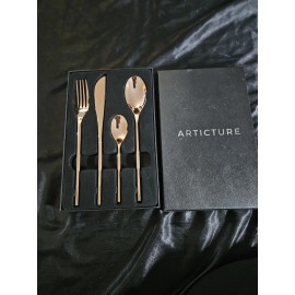 ARTICTURE 4 Piece Gold Tone Modern Design FLATWARE SET