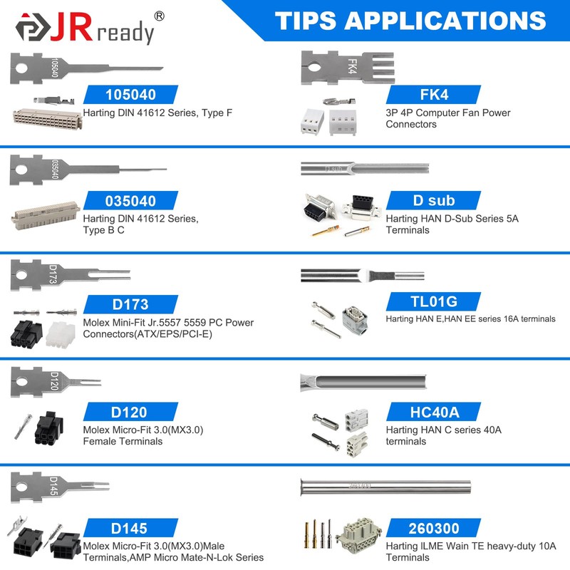 JRready JRconDRK00A10-04 Terminal Release Tool Kit, 10PCS Automotive Computer Electrical