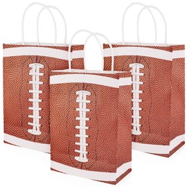 PEUTIER 24pcs Football Gift Bags, 8.3x5.9 inch Paper Soccer Candy Bags Football Goodie Rugby Treat Snack Bags for Super Bowl Themed Party Kids Sports Birthday Party Favors Supplies Decorations