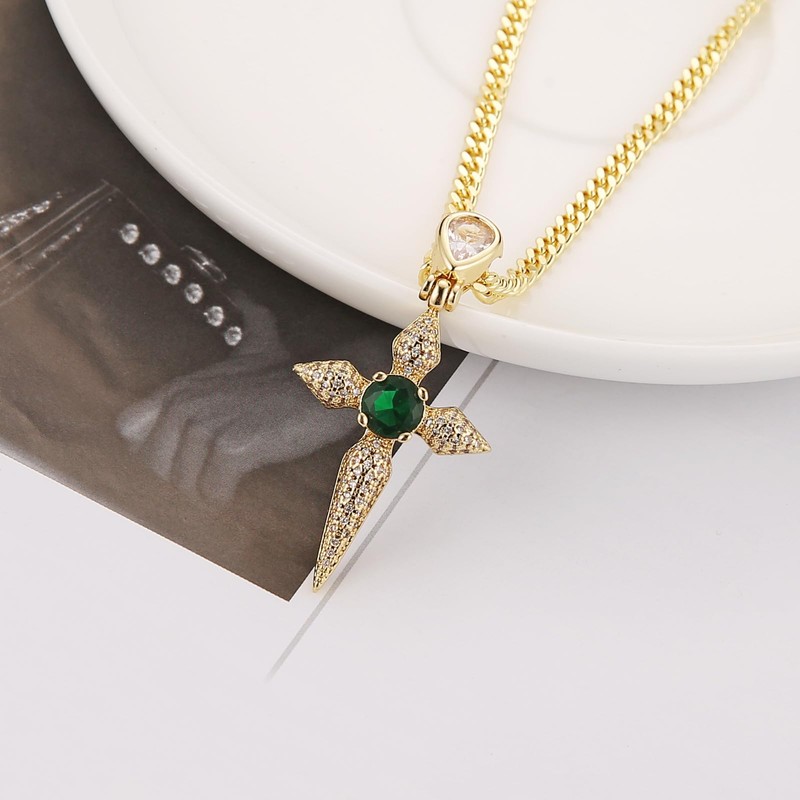 HZMAN 14K Gold Plated Necklace for Women Dainty Cubic Zirconia