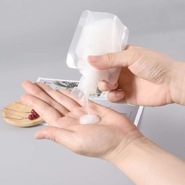 KKmeter 4 Pack Travel Bags Set Refillable Travel Liquid Bag,Travel foldable soft bag Portable Disposable Bags for Facial Cleanser, Shampoo, Shower Gel Sample (50ML)