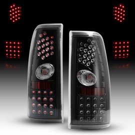 Nixon Offroad Tail Lights for Chevy Silverado 1500 2500 3500 1999-2006 / GMC Sierra 1500 2500 3500 1999-2002 Tail Lamps LED Rear Lights Car Rear Lamps Assembly Replacement (Glossy Black/Clear Lens)