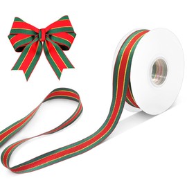 WELANE Christmas Wired Ribbon, 25yd Red Green Gift Wrapping Ribbon for Wreaths, Bows, Gifts Decor