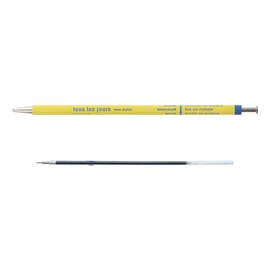 MARK'STYLE Tous Les Jours 0.5mm Retractable Ballpoint Pen- Oil-Based Ink, Wood Encased, Made in Japan- Perfect for School, Office, and Journaling (Mustard)