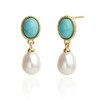 14K Gold Plated Cultured White Pearl Dangling Drop Earrings with