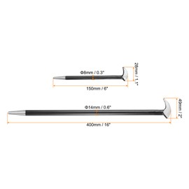 HARFINGTON Rolling Head Pry Bar 6" 16" Length 0.3" 0.6" Rod Dia Carbon Steel Lady-foot Leverage Bar Heel Line Up Pry Bars for Automotive Mechanics Aligning & Prying